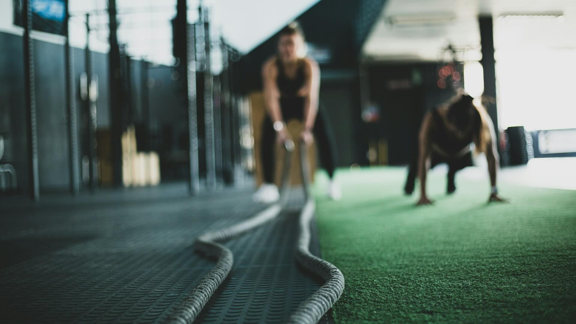 Athlete rope training in performance area